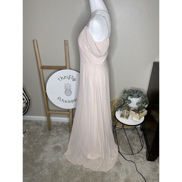 Birdy Gray Bridesmaids Dress Large Convertible Chiffon Champagne Blush Pockets - Picture 3 of 13